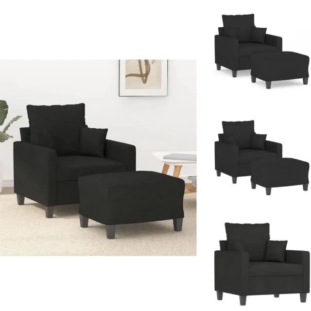 vidaXL Fauteuil - met - voetenbank - 60 - cm - stof - zwart