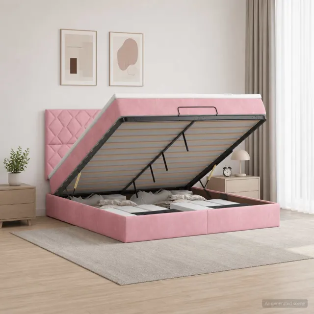 vidaXL Ottoman bed met matras met hoofdeinde Roze 180 x 200 cm Fluweel