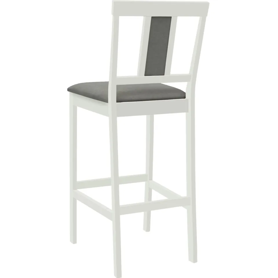 vidaXL Barkruk 2 st Wit en Grijs Massief Rubberhout en Stof, foto 4
