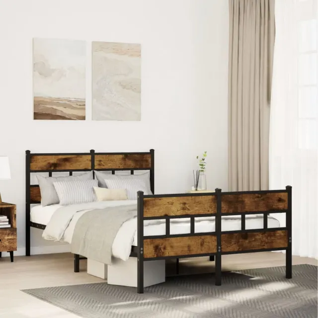 vidaXL Bedframe zonder matras metaal gerookt eikenkleurig 120x200 cm