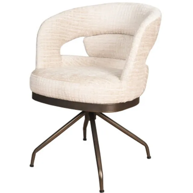 Moods Collection Eetkamerstoel Kyoto poot Atlas 360 anodic brown - jasper cream 11