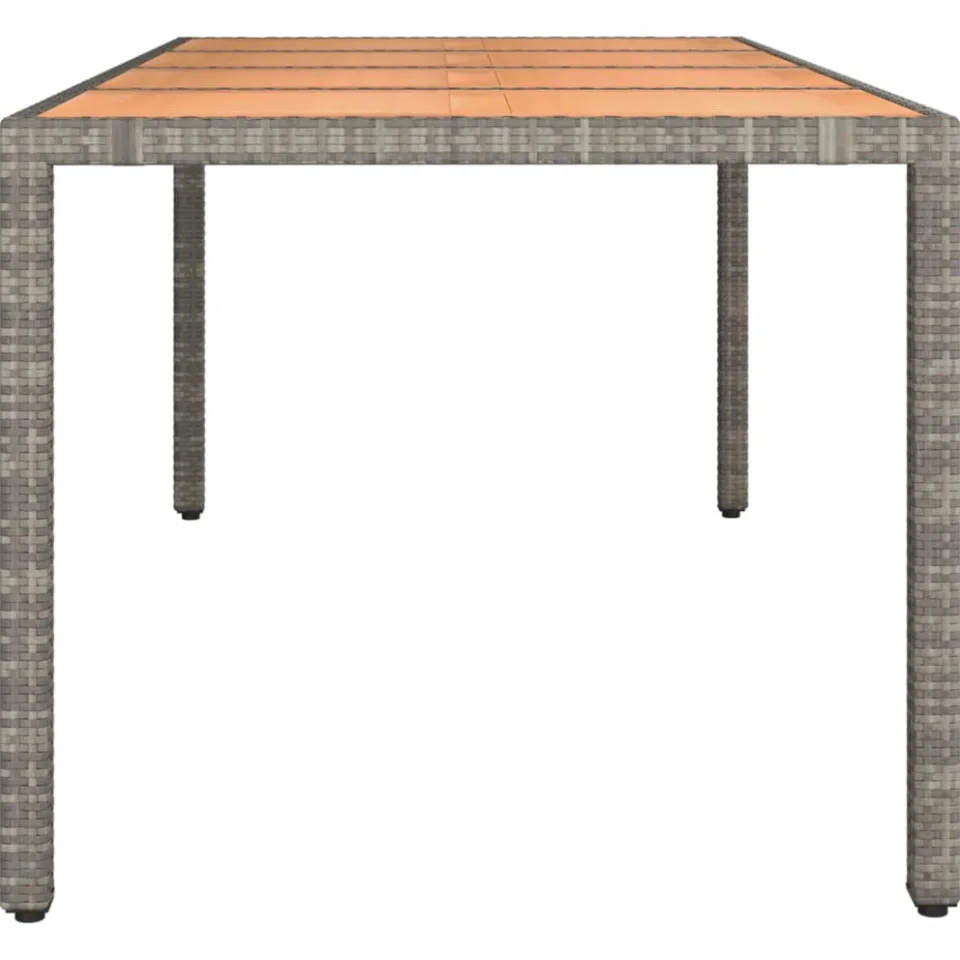 vidaXL Tuintafel met houten blad poly ratten en acaciahout grijs, foto 4