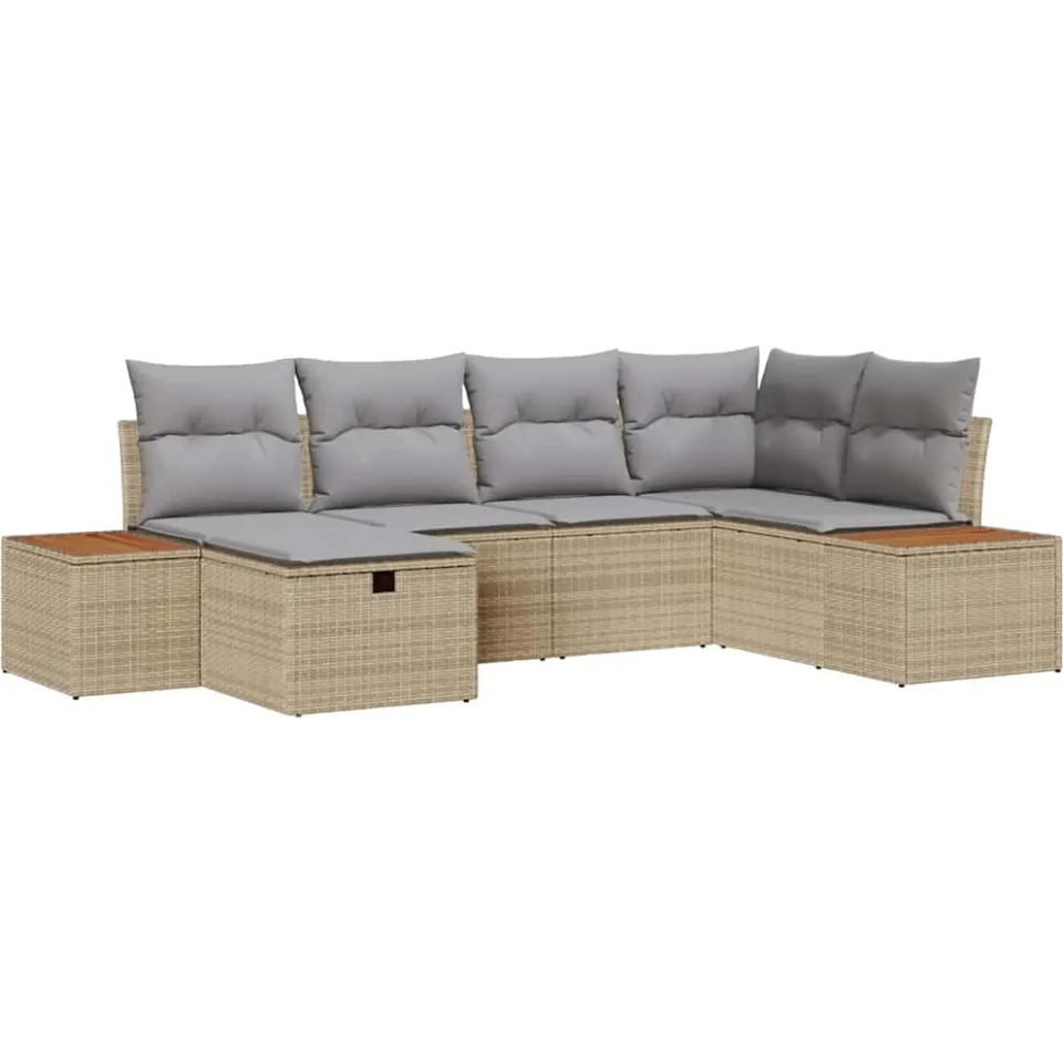 vidaXL Tuin Sofa Set Beige poly rattan