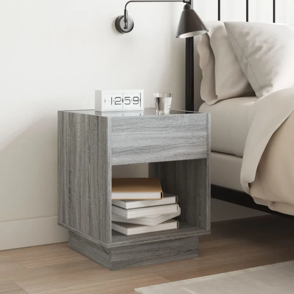 vidaXL Nachtkastje met Infinity LED 40x40x50 cm grijs sonoma eiken, foto 4
