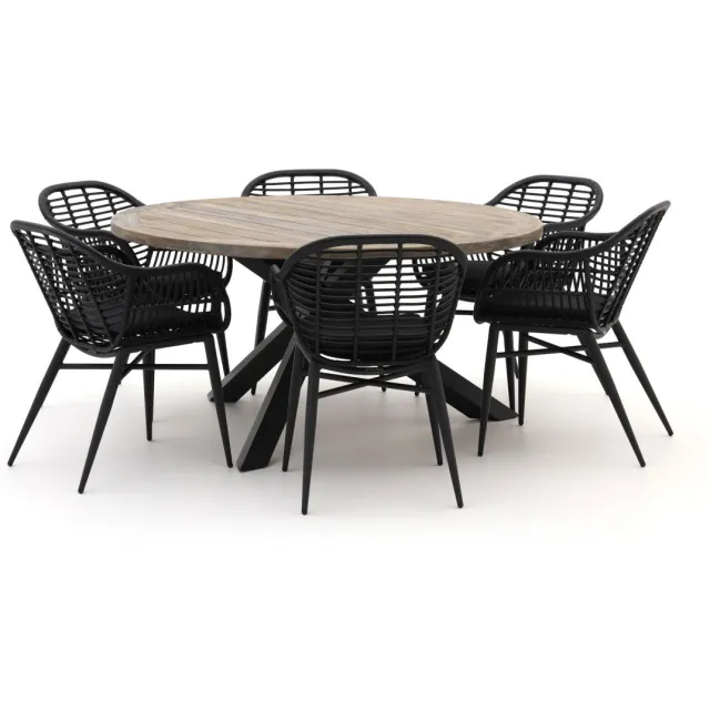Intenso Furniture Intenso Azora/ROUGH-Y ø150cm dining tuinset 7-delig Grijs