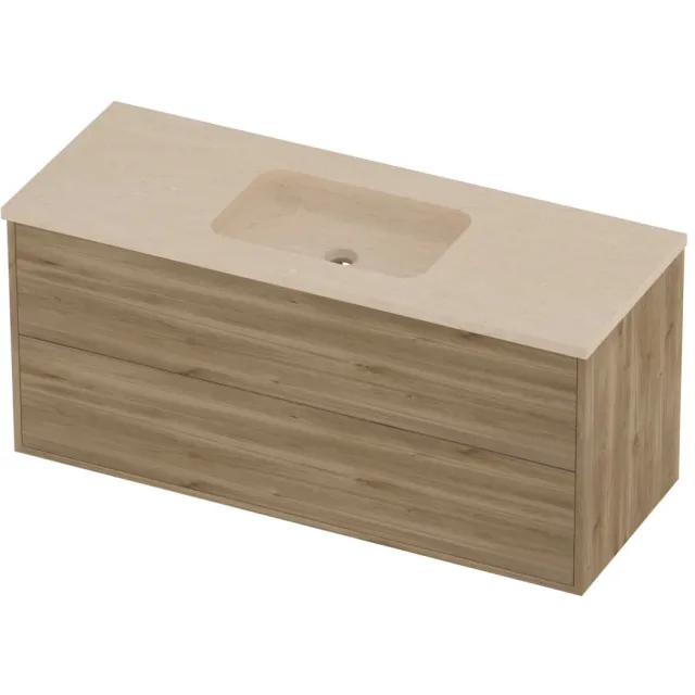 Proline Rollo Badmeubelset Hardsteen Elegant Voor Grepen 120x46x54 cm Sand Stone Cider Oak Eiken