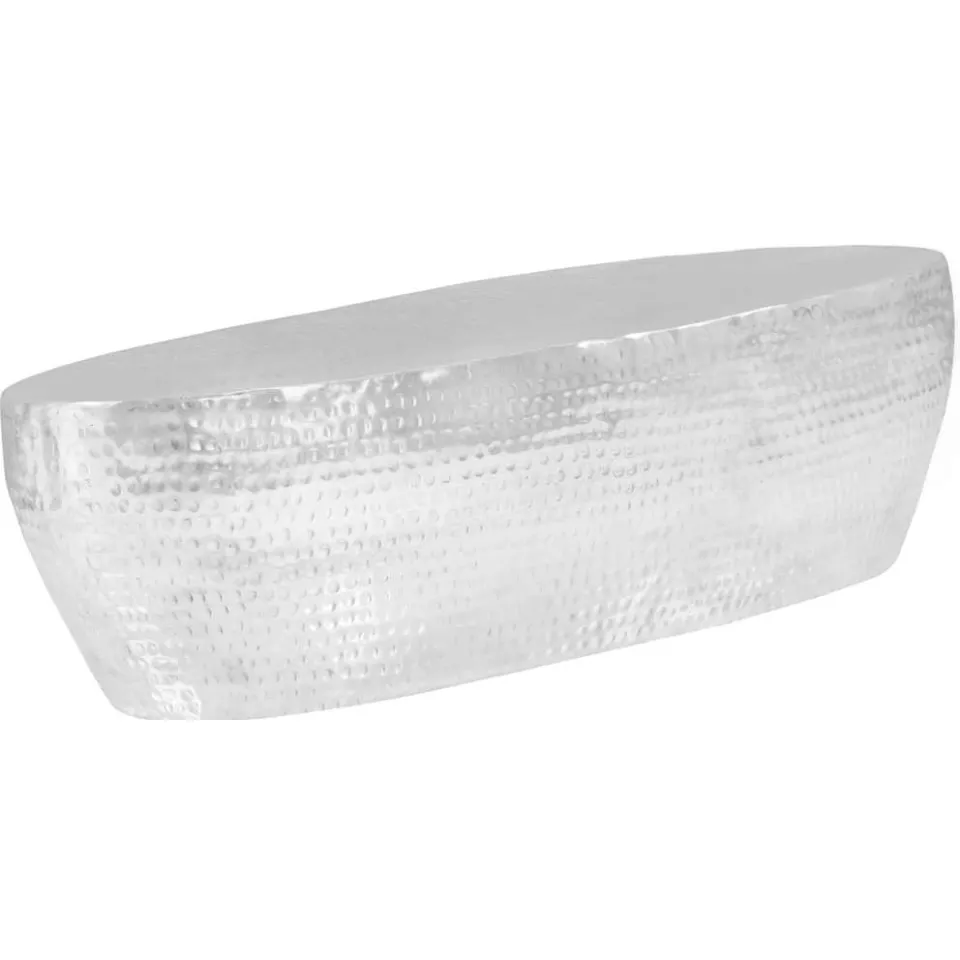 vidaXL salontafel 100x50x28 cm gehamerd aluminium zilver, foto 3