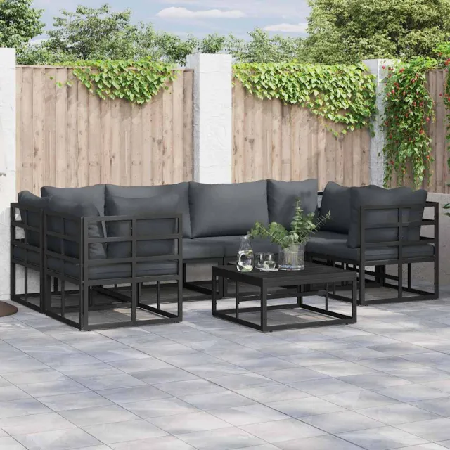 vidaXL Tuinbankenset 6 st Zwart Aluminium, foto 2
