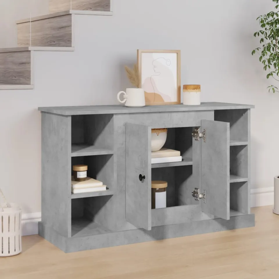 vidaXL Dressoir 100x35,5x60 cm bewerkt hout betongrijs grijs, foto 3