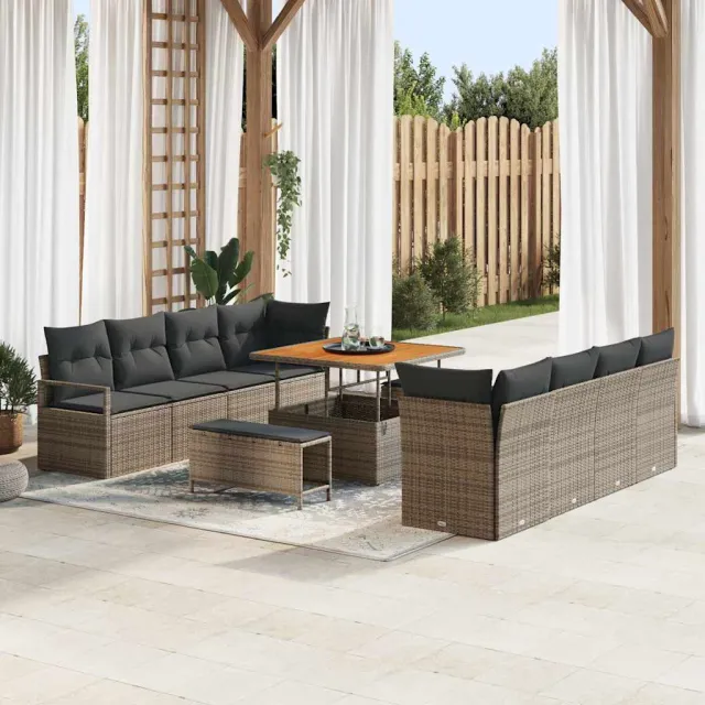 vidaXL Tuinbankenset 11 st Grijs poly rattan, foto 2