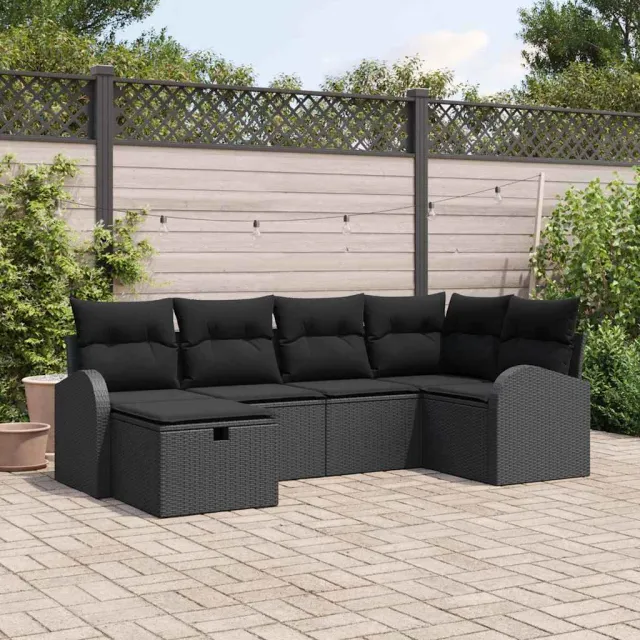 vidaXL Tuin Sofa Set 6 st Zwart poly rattan, foto 2