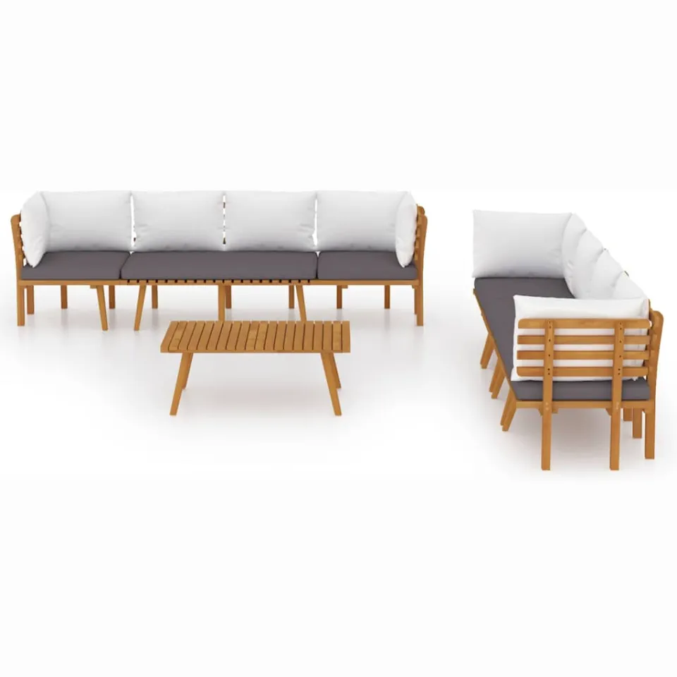 vidaXL 8-delige Loungeset met kussens massief acaciahout bruin