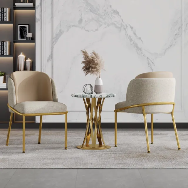 CHICFURN Eetkamerstoel - Met armleuningen - Schuine poten - Beige