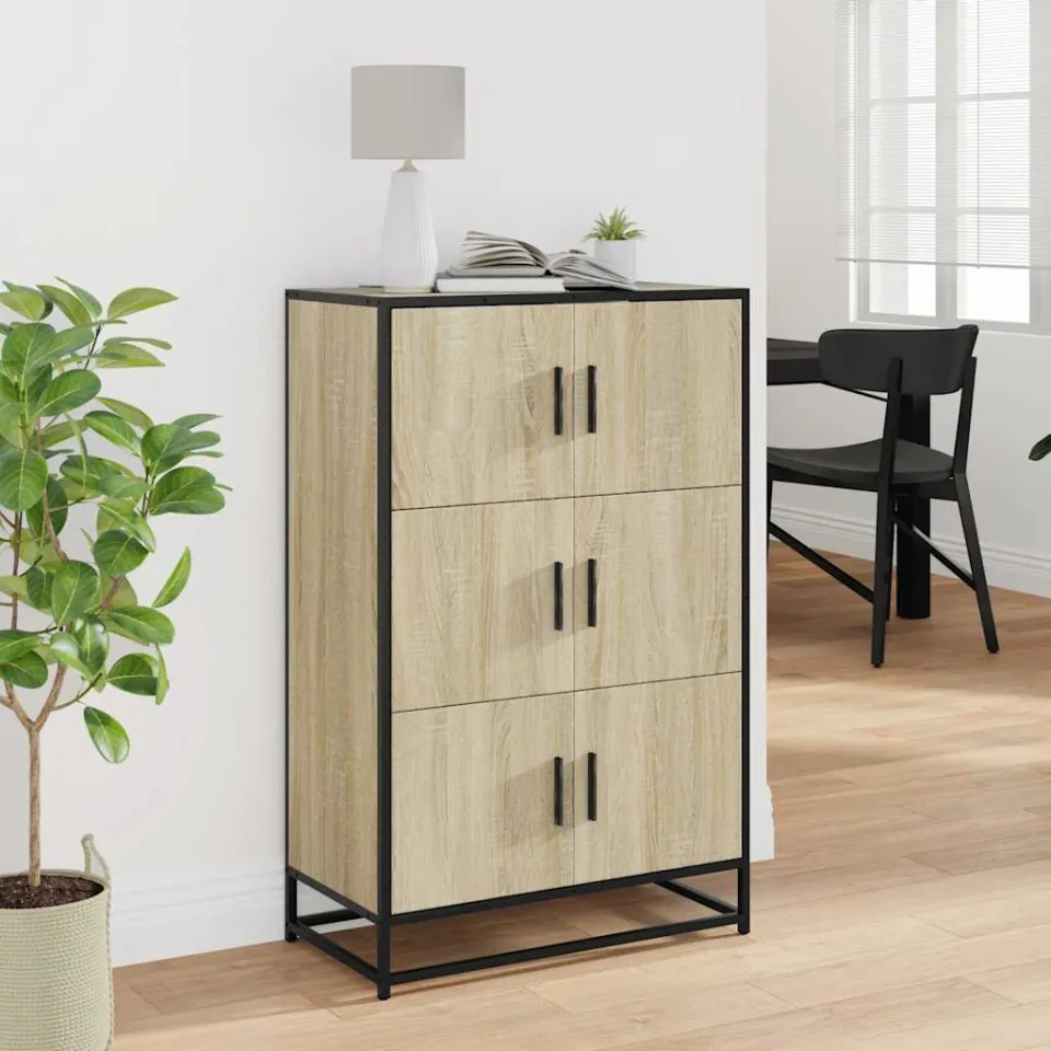 vidaXL Hoge kast 68x35x106,5 cm bewerkt hout en metaal sonoma eiken, foto 2
