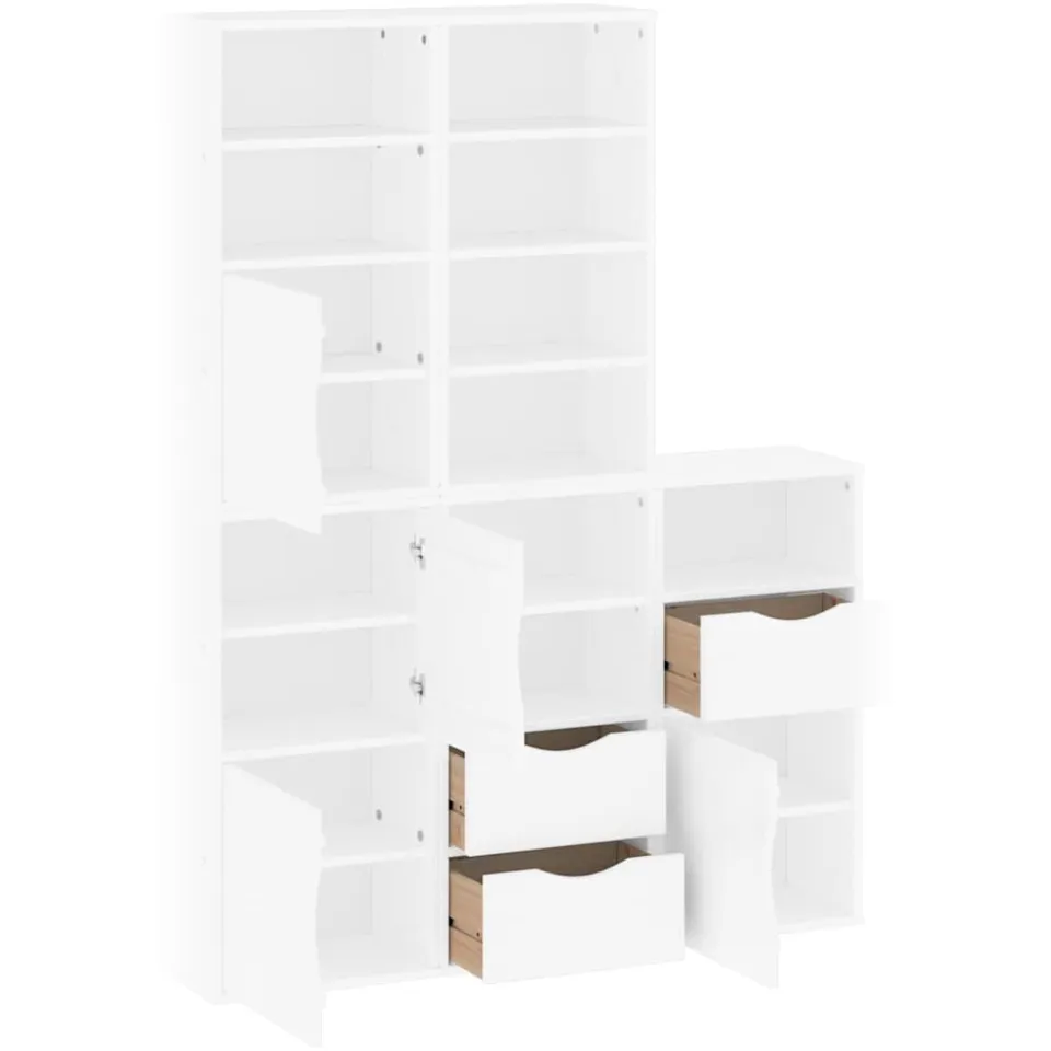 vidaXL Bijzetkasten 5 st ODDA 40x24x79 cm massief grenenhout wit, foto 4