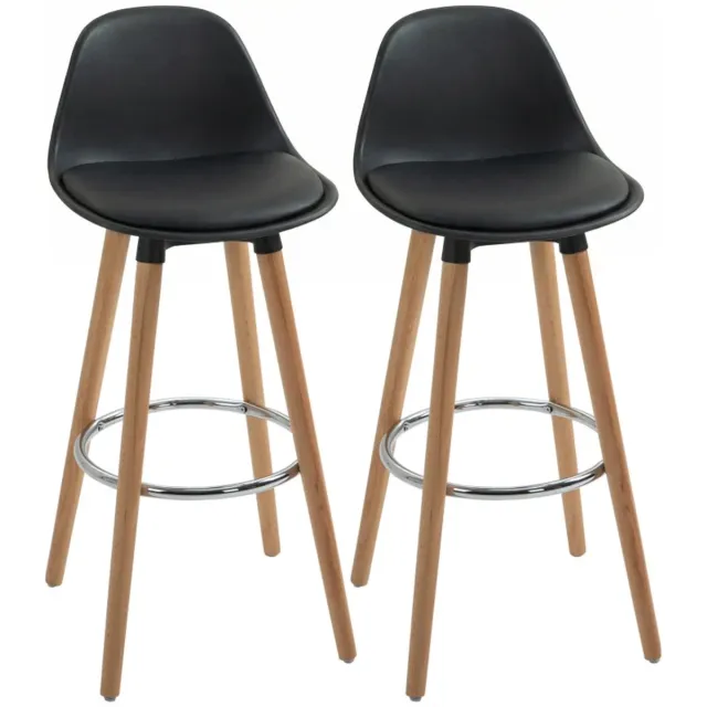 ZYLARO Barkruk - Set Van 2 - Barstoelen - Scandi Design - Voetsteun - 43 x 43 x 91 cm - Naturel En Zwart