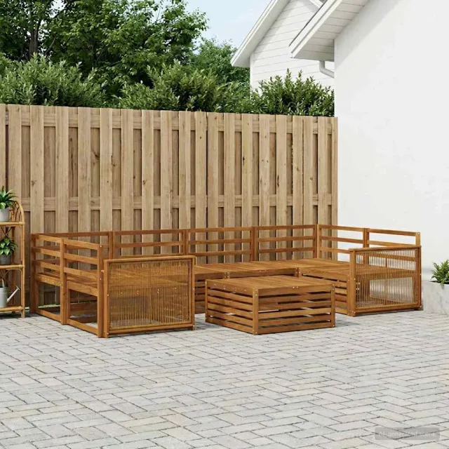 vidaXL Buiten bankenset 7 st 6-zits Naturel Massief Acaciahout