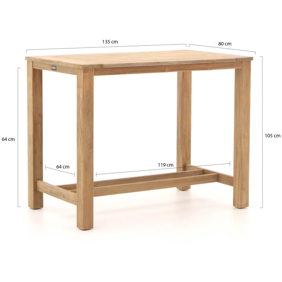 ROUGH Furniture ROUGH-X 135cm barset 5-delig bruin, foto 3