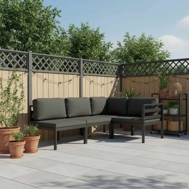 vidaXL 4-delige Loungeset met kussens aluminium antraciet, foto 2