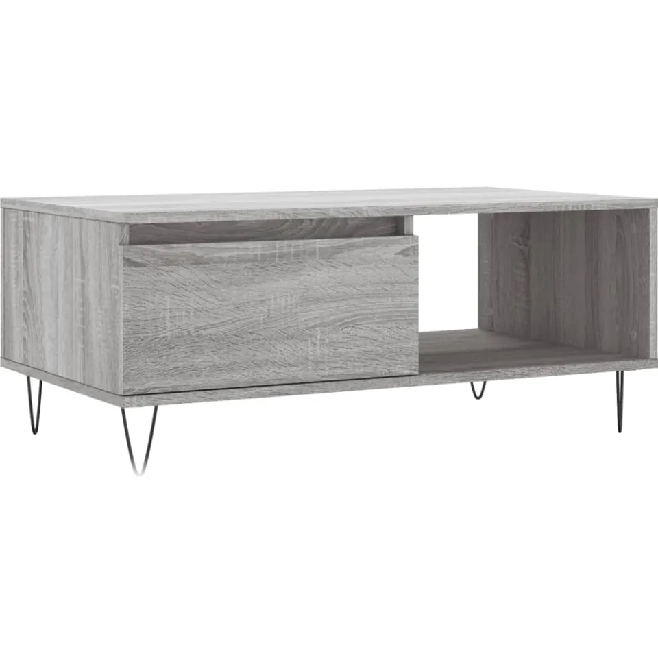 vidaXL Salontafel 90x50x36,5 cm bewerkt hout grijs sonoma, foto 3