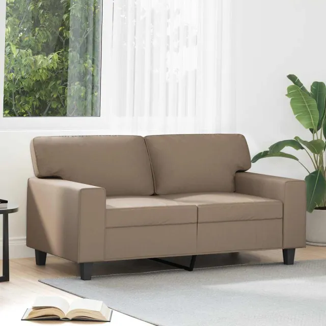 vidaXL Tweezitsbank 120 cm kunstleer cappuccinokleurig Bruin