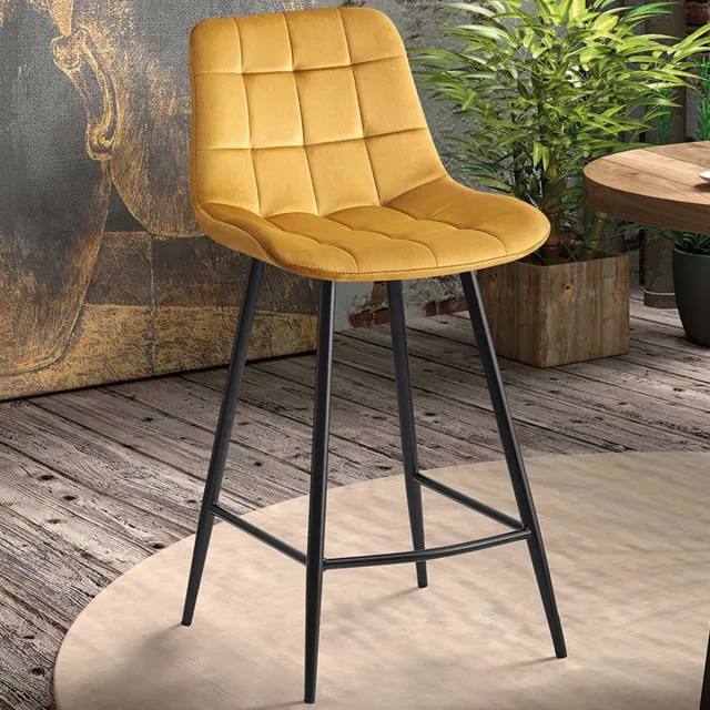 Juta Counterstoel - Barstoel 'Juta' in stof Fluweel Goud - H 95cm x B 46 x D 36 cm Goud fluweel