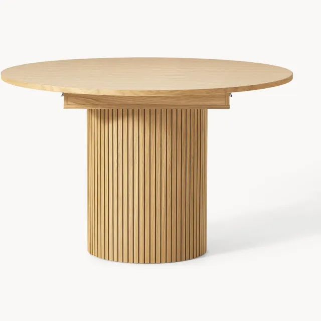 Westwing Collection Uitschuifbare eettafel Filo met groefstructuur, in verschillende formaten Beige