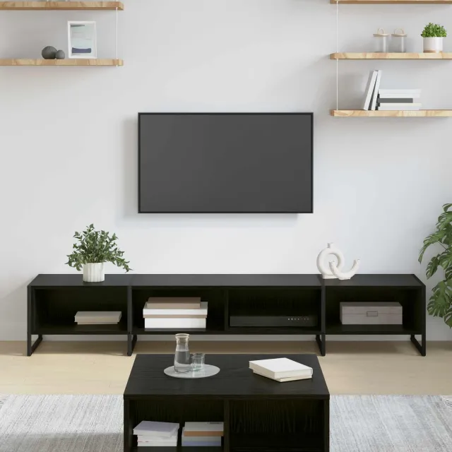 vidaXL TV-kast 170,5 x 36 x 30,5 cm Zwart Eiken Bewerkt hout