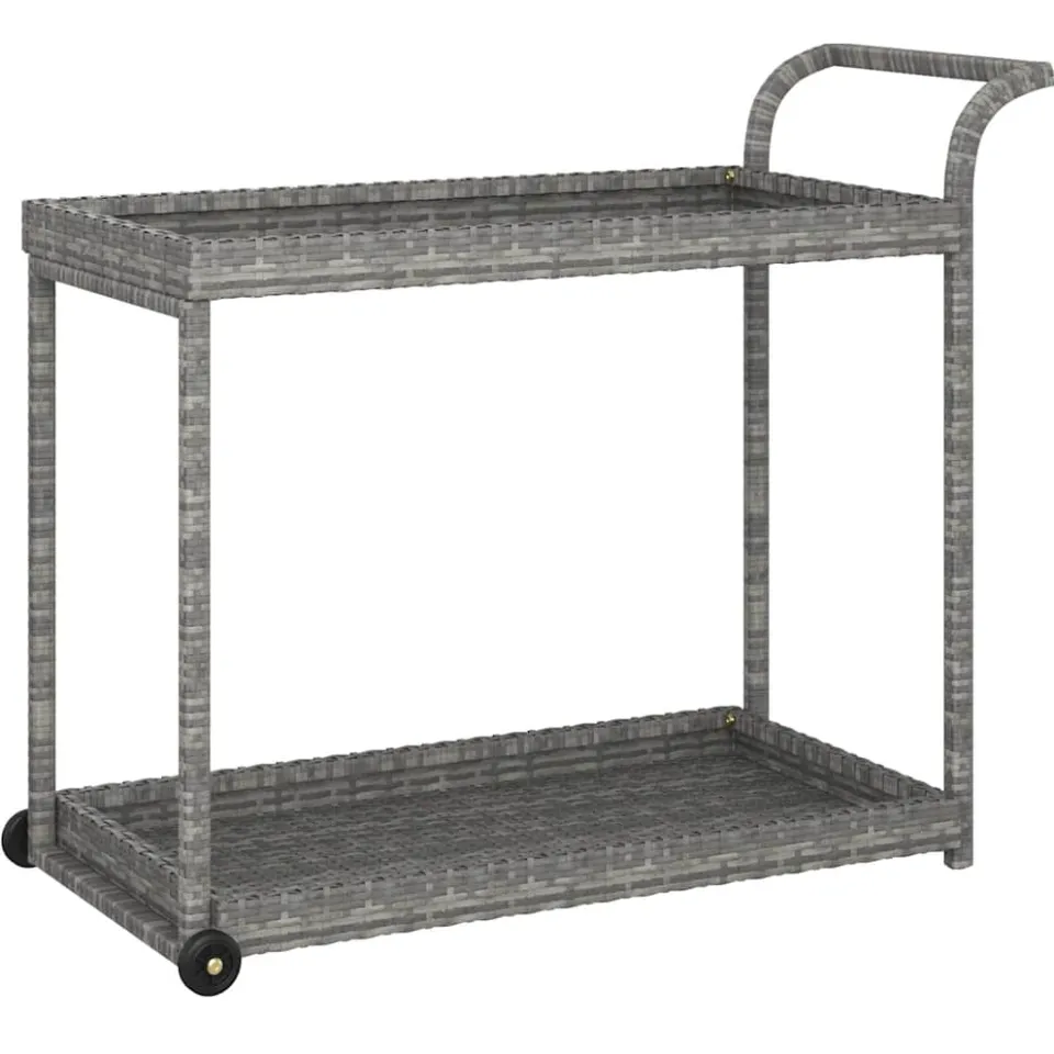 vidaXL Serveerwagen 100x45x83 cm poly rattan grijs, foto 4