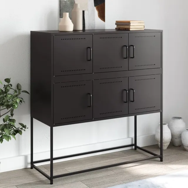 vidaXL Dressoir 100,5x39x107 cm staal zwart, foto 2