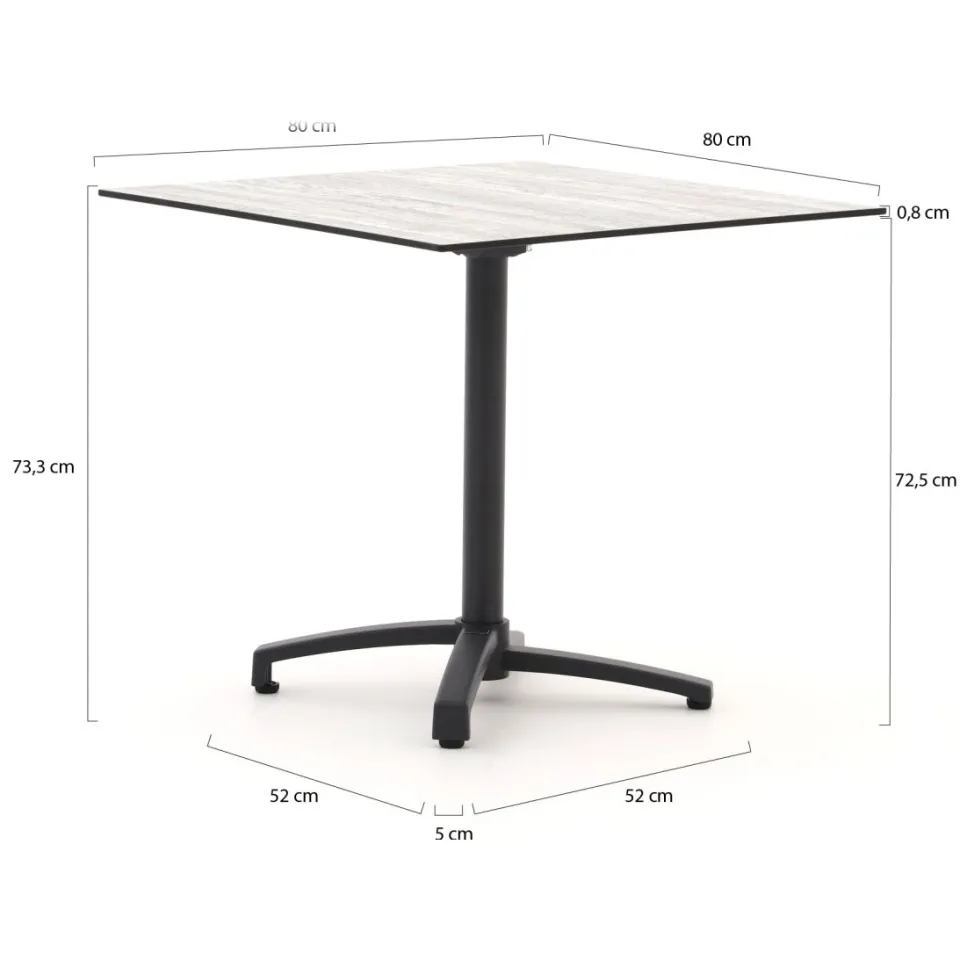 Bellagio tuinmeubelen Bellagio Canzo klaptafel 80x80x73cm grijs, foto 2