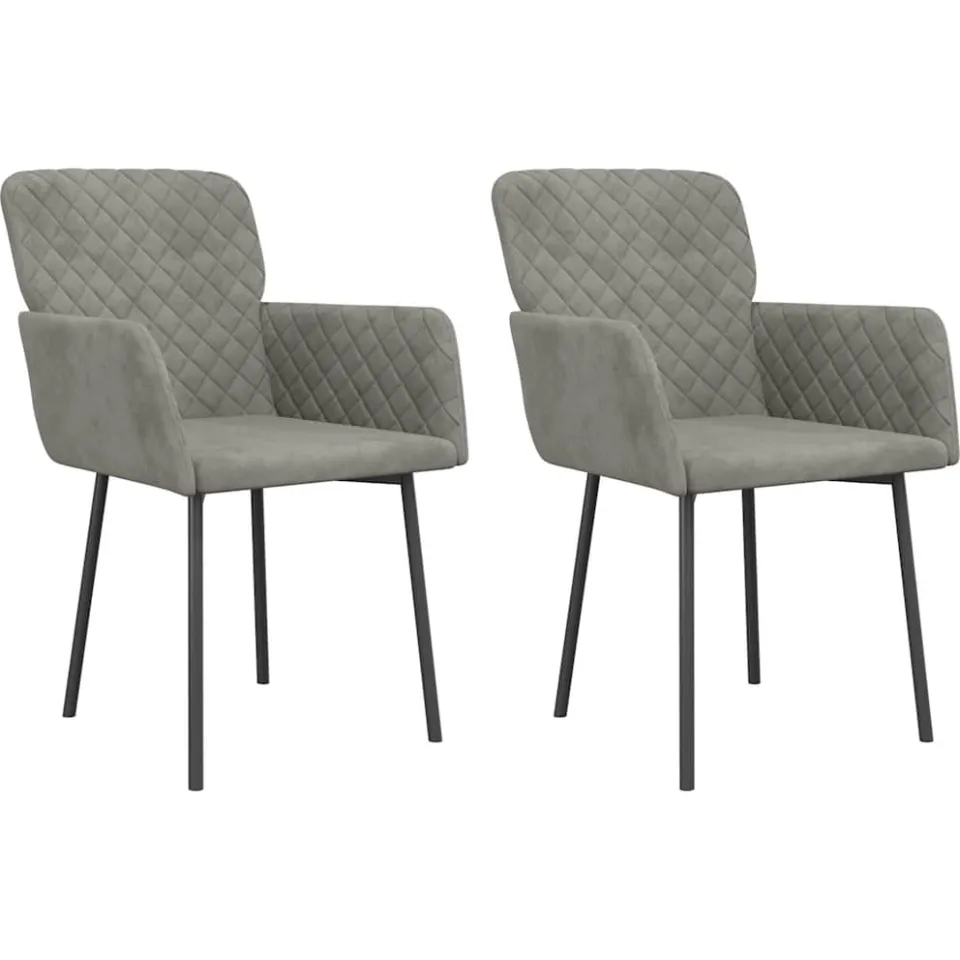 vidaXL Eetkamerstoelen 2 st fluweel lichtgrijs grijs, foto 3