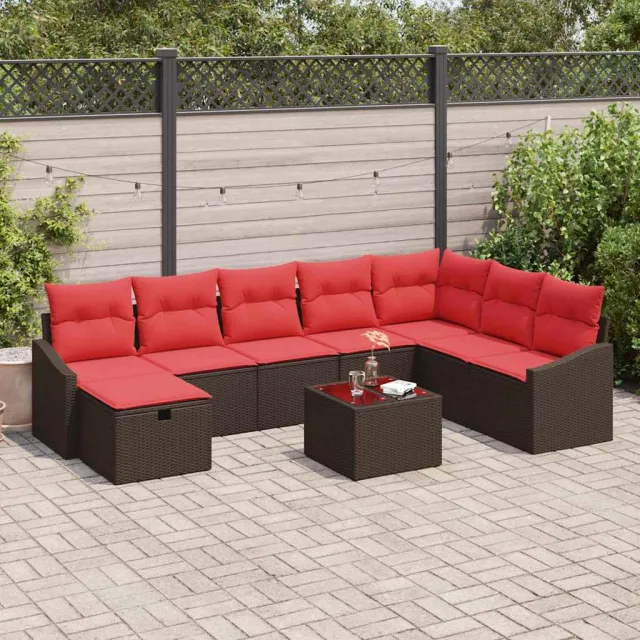 vidaXL Tuin Sofa Set 9 st poly rattan Bruin