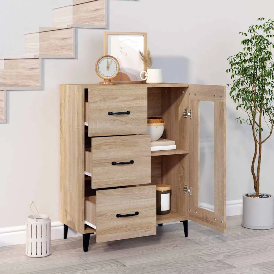vidaXL Dressoir 69,5x34x90 cm bewerkt hout sonoma eikenkleurig, foto 3
