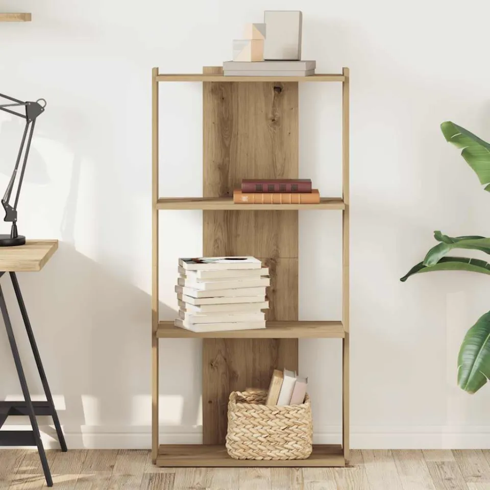 vidaXL Boekenkast 3-laags 60x30x120 cm bewerkt hout artisanaal eiken, foto 2