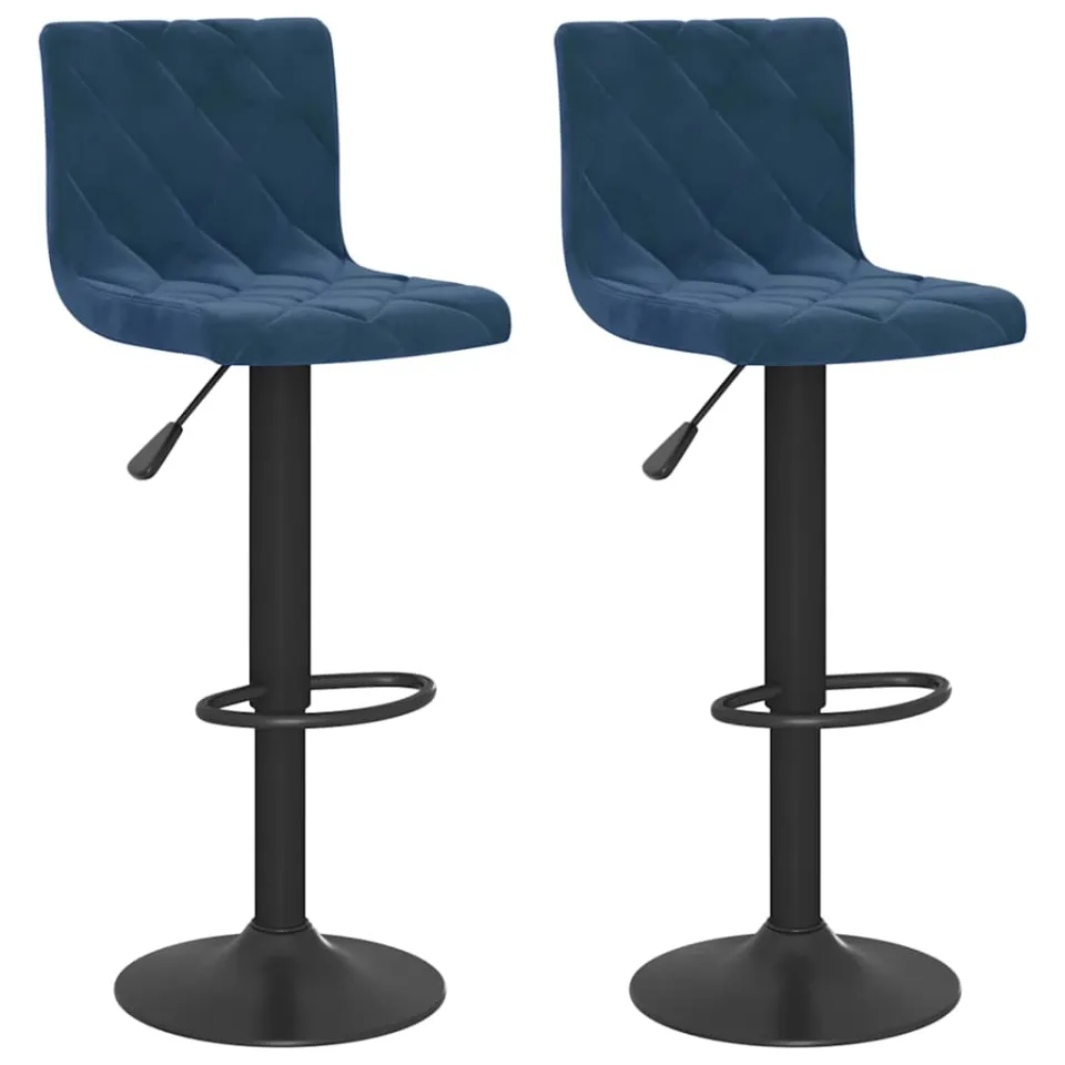 vidaXL Barkrukken 2 st fluweel blauw, foto 3