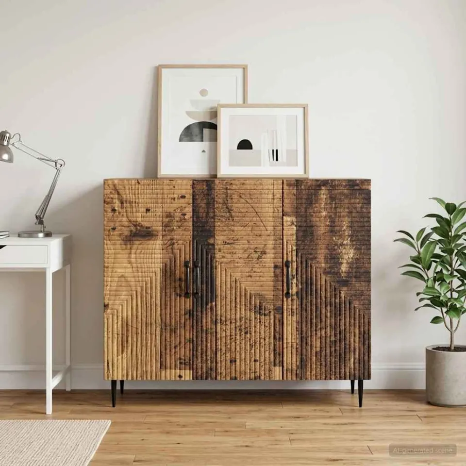 vidaXL Dressoir Oud hout 89 x 34,5 x 80 cm Bewerkt hout bruin, foto 3