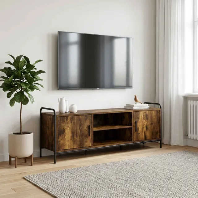 vidaXL Tv-meubel 133 x 33 x 50 cm Gerookt eiken Bewerkt hout Bruin
