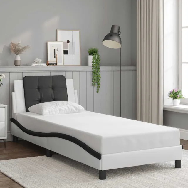vidaXL Bedframe zonder matras "Zadar" kunstleer wit en zwart 80x200 cm