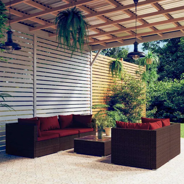 vidaXL 6-delige Loungeset met kussens poly rattan bruin, foto 2