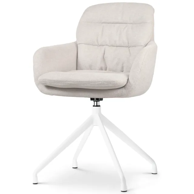 Nolon Nola-Mia draaibare eetkamerstoel beige - wit onderstel