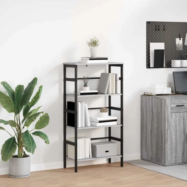 vidaXL Boekenkast 3-laags 60 x 29,5 x 115 cm Bewerkt hout Grijs Sonoma, foto 2