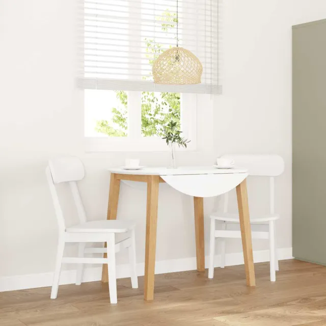 vidaXL Eetkamerstoelen 2 st massief hout rubber wit, foto 2