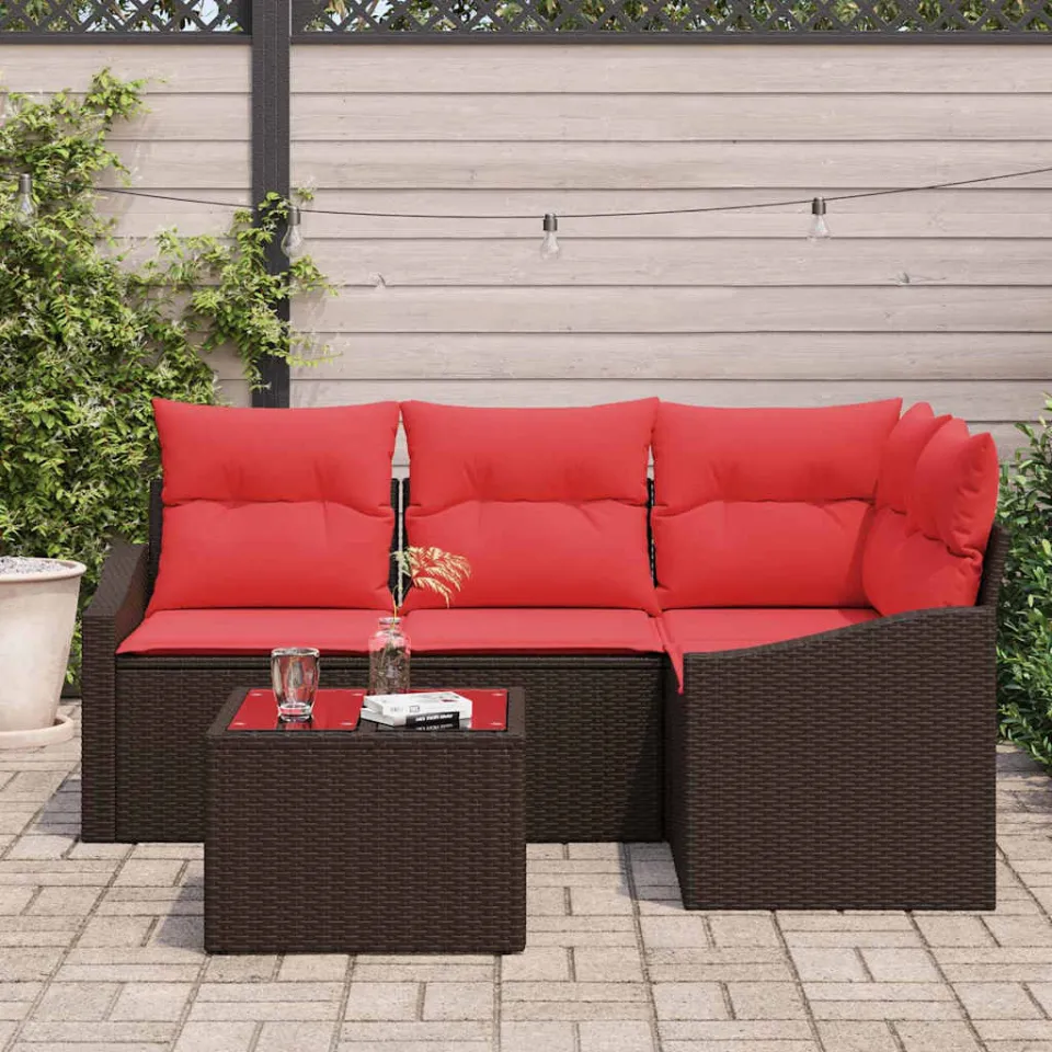 vidaXL Bankstel 5 st Bruin poly rattan, foto 3
