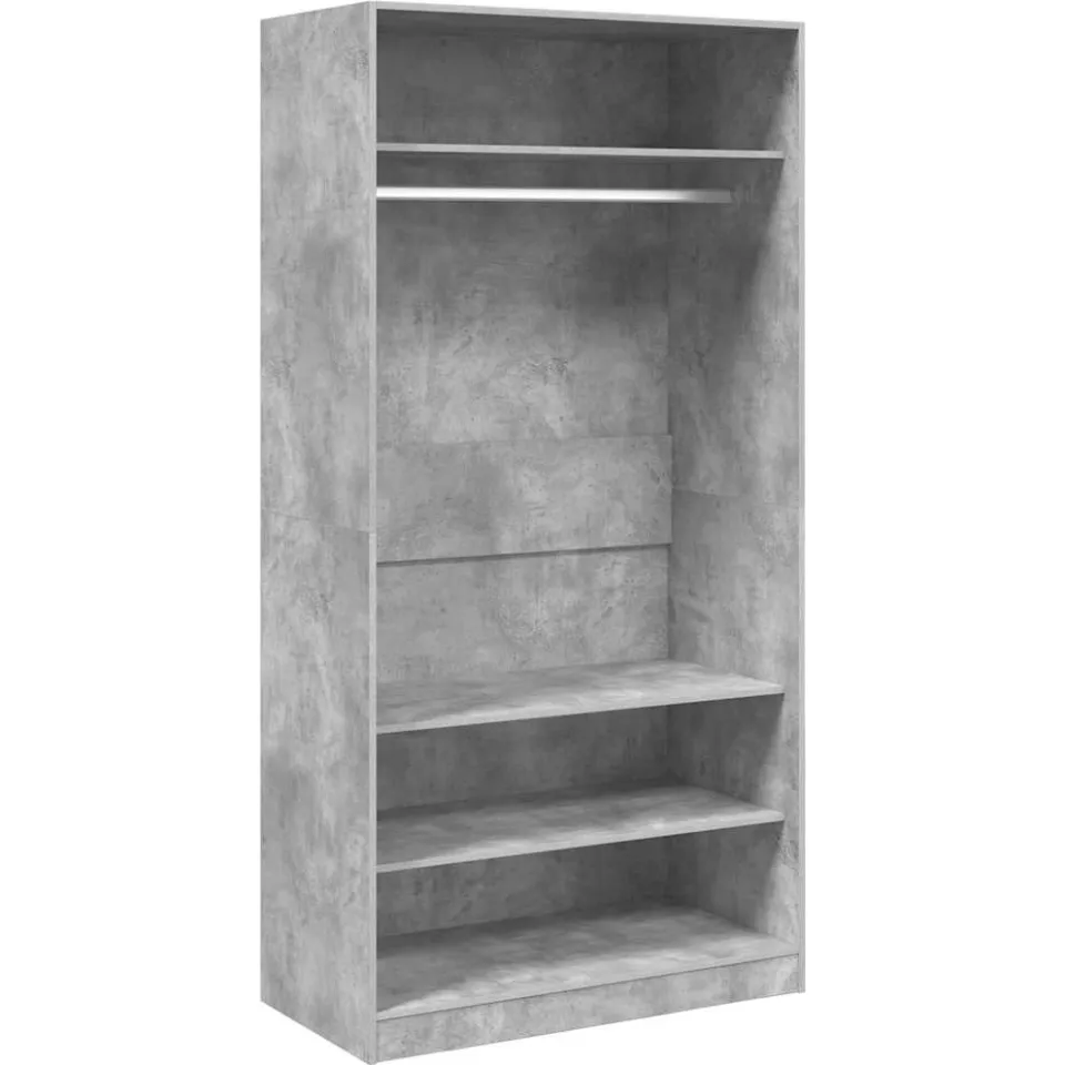 vidaXL Kledingkast 100x50x200 cm bewerkt hout betongrijs