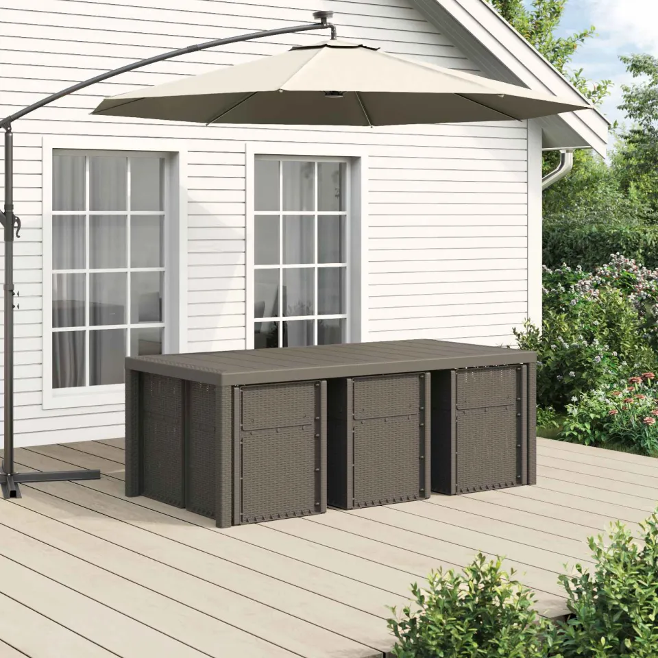 vidaXL Tuin eettafelset 7 st Lichtgrijs en Crème PP