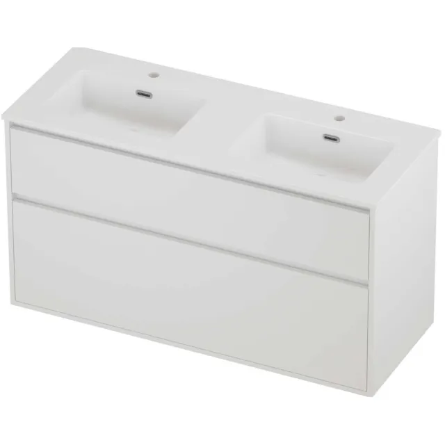 Proline Tribute Badmeubelset Porselein Elegant 2 Gaten 120x46x67 cm Glans Wit Mat White Mat Wit