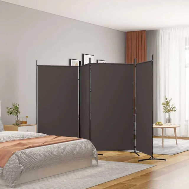 vidaXL Kamerscherm met 4 panelen 346x180 cm stof bruin, foto 2