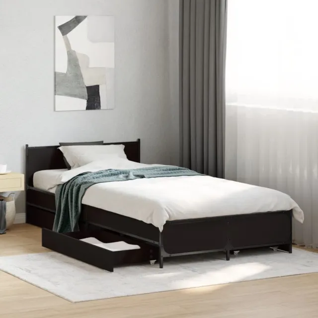 vidaXL Bedframe met lades bewerkt hout zwart 75x190 cm
