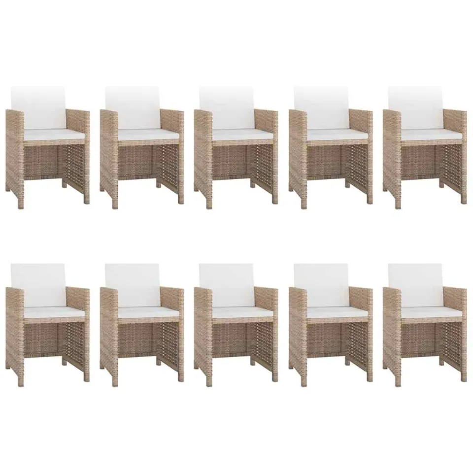 vidaXL 11-delige Tuinset met kussens poly rattan beige, foto 2